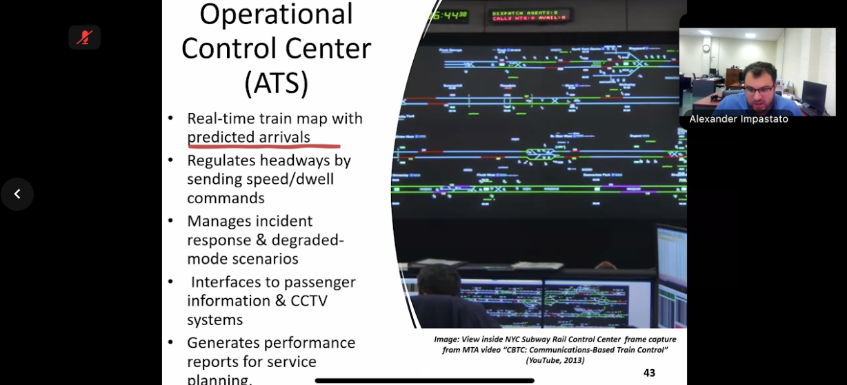 Operational control center slide from the CBTC technical presentation