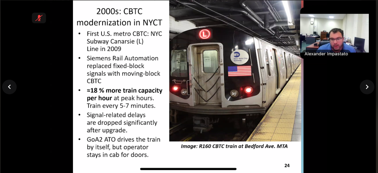 New York City Transit CBTC modernization slide from the technical presentation